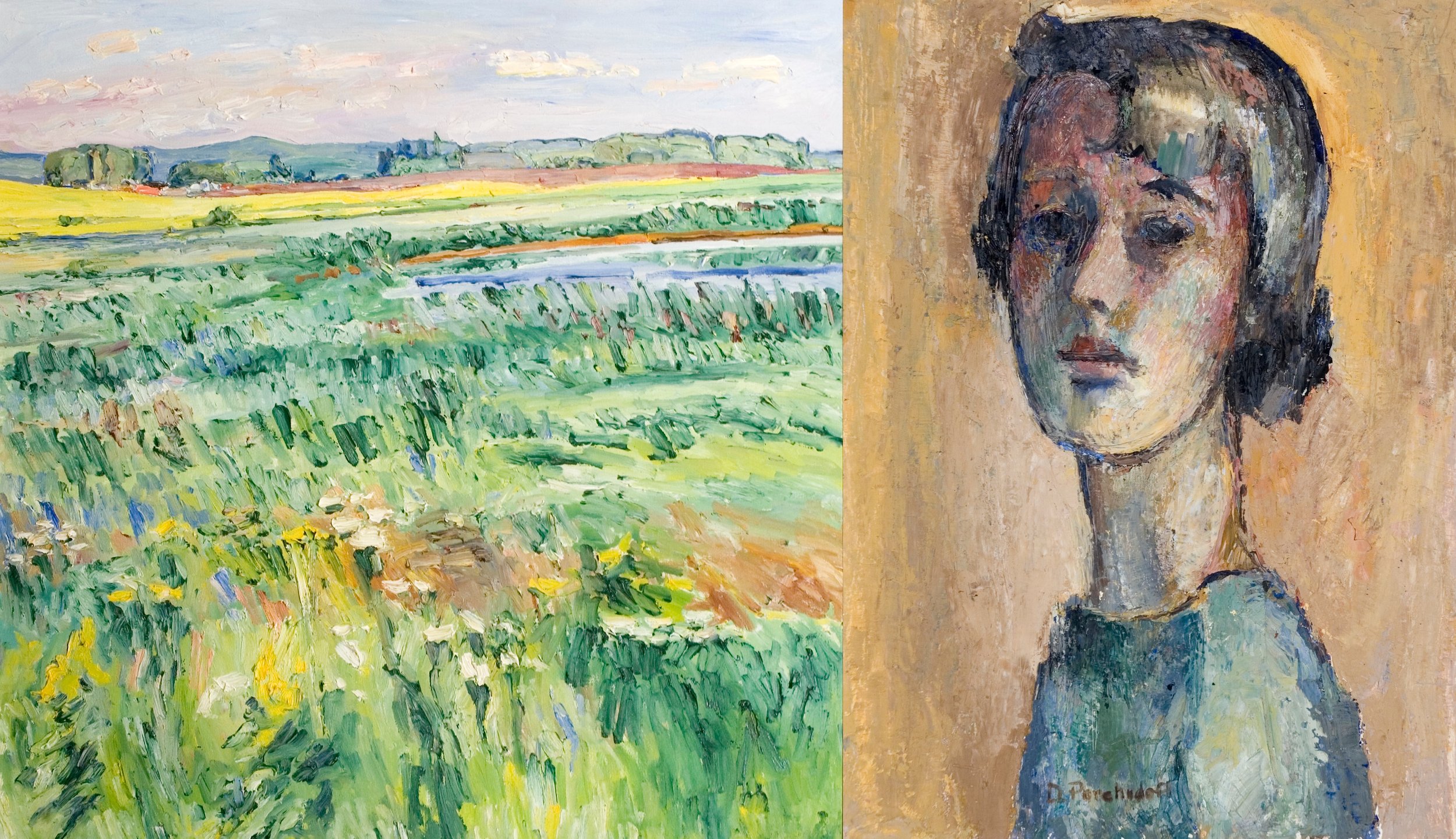 Left: Dorothy Knowles, Reeds and Wildflowers Right: Dorothy Knowles, Self-portrait